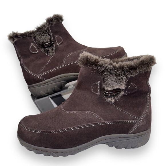 Khombu Gracie Suede Winter Ankle Boots Brown Women's 9M - Picture 1 of 11